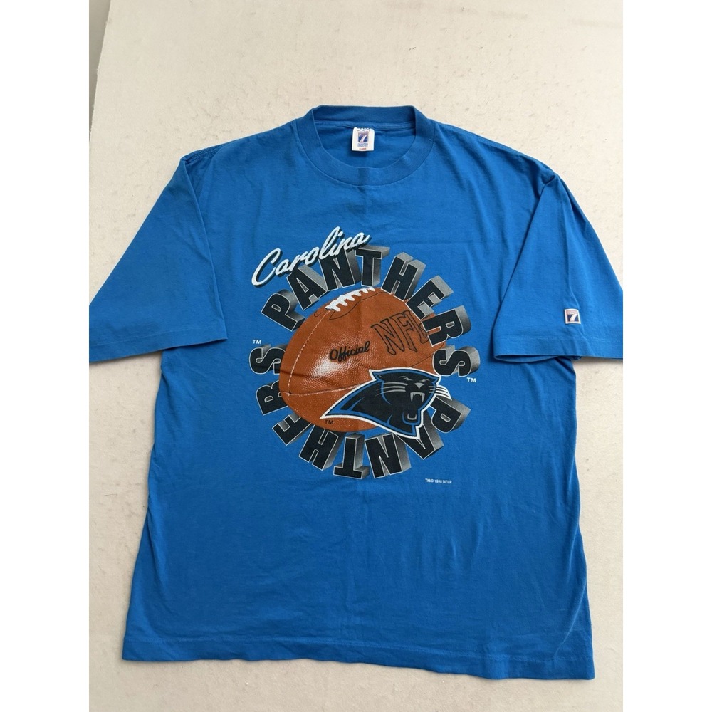 Vintage Carolina Panthers Shirt Men's XL Logo 7 3D Blue Single‎ Stitch 90s
